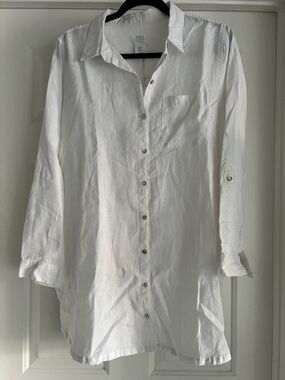 Sigrid Olsen White Tunic Linen Shirt - NWT - Size L